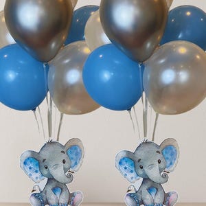 Elephant Baby Shower Balloon Centerpiece Set in Blue and Gray, Baby Boy Shower Balloon Bouquet Set, It&#39;s a Boy Baby Shower Decorations