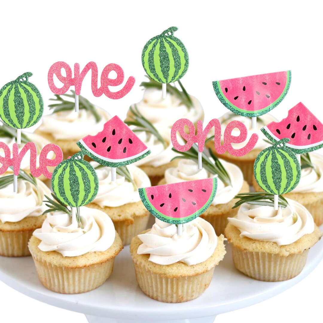 Topper Meilon Set of 12 One in a Melon Cupcake Toppers, One in a Melon Birthday ...