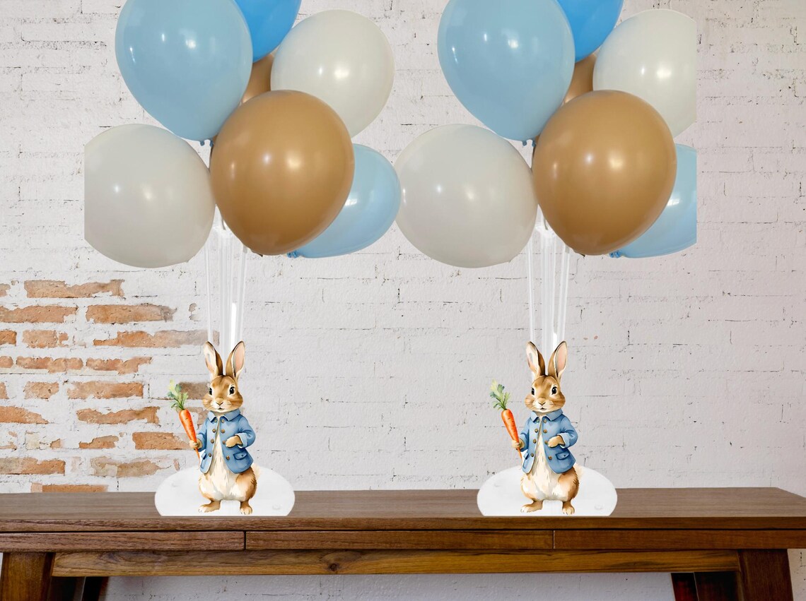 Peter Rabbit With Balloon Image Set of 2 Peter Rabbit Inspired Balloon Centerpieces, Peter Rabbit Baby ...