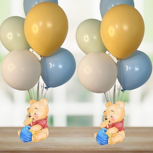 Classic Winnie the Pooh Baby Shower Balloon Centerpiece Set, Pooh Baby Shower Balloon Bouquet Set, Winnie the Pooh Baby Shower Decorations