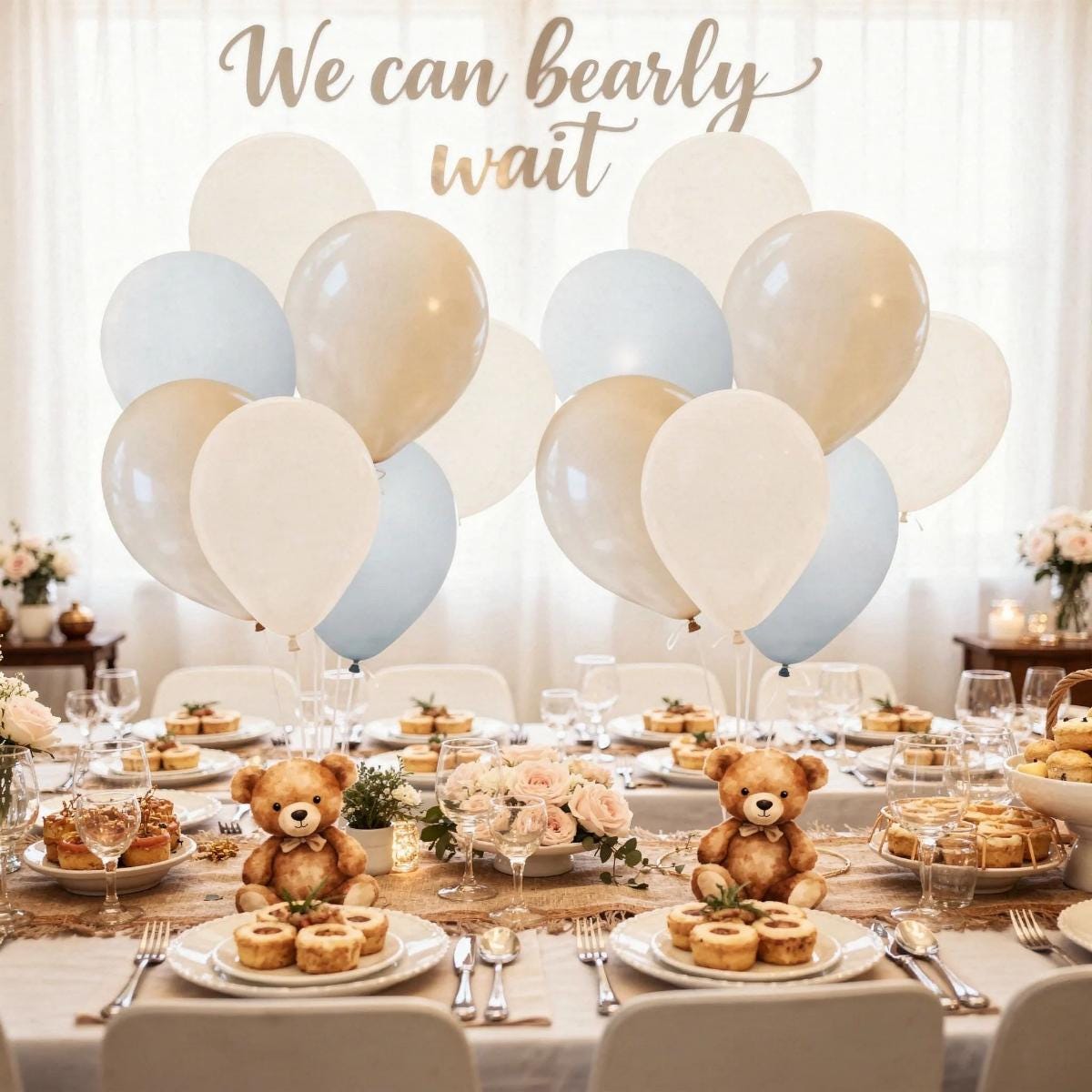 Teddy Bear Baby Shower Balloon Centerpieces: Tan & Blue Set of 2 - Etsy