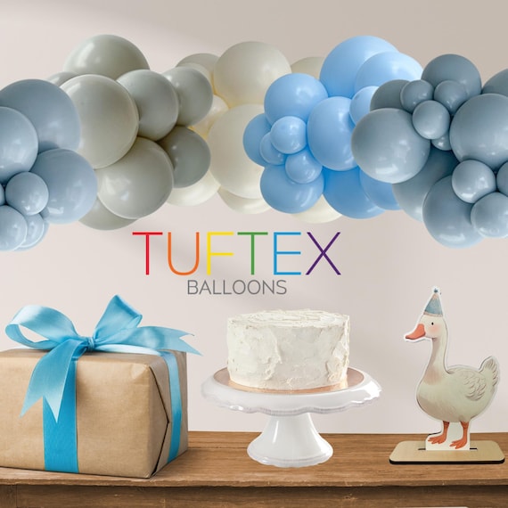 Blue Balloon Garland Kit: TUFTEX Lace, Slate, Stone - Baby Shower