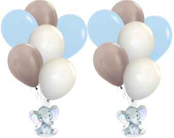 Elephant Baby Shower Balloon Centerpiece Set in Blue and Gray, Baby Boy Shower Balloon Bouquet Set, It's a Boy Baby Shower Decorations