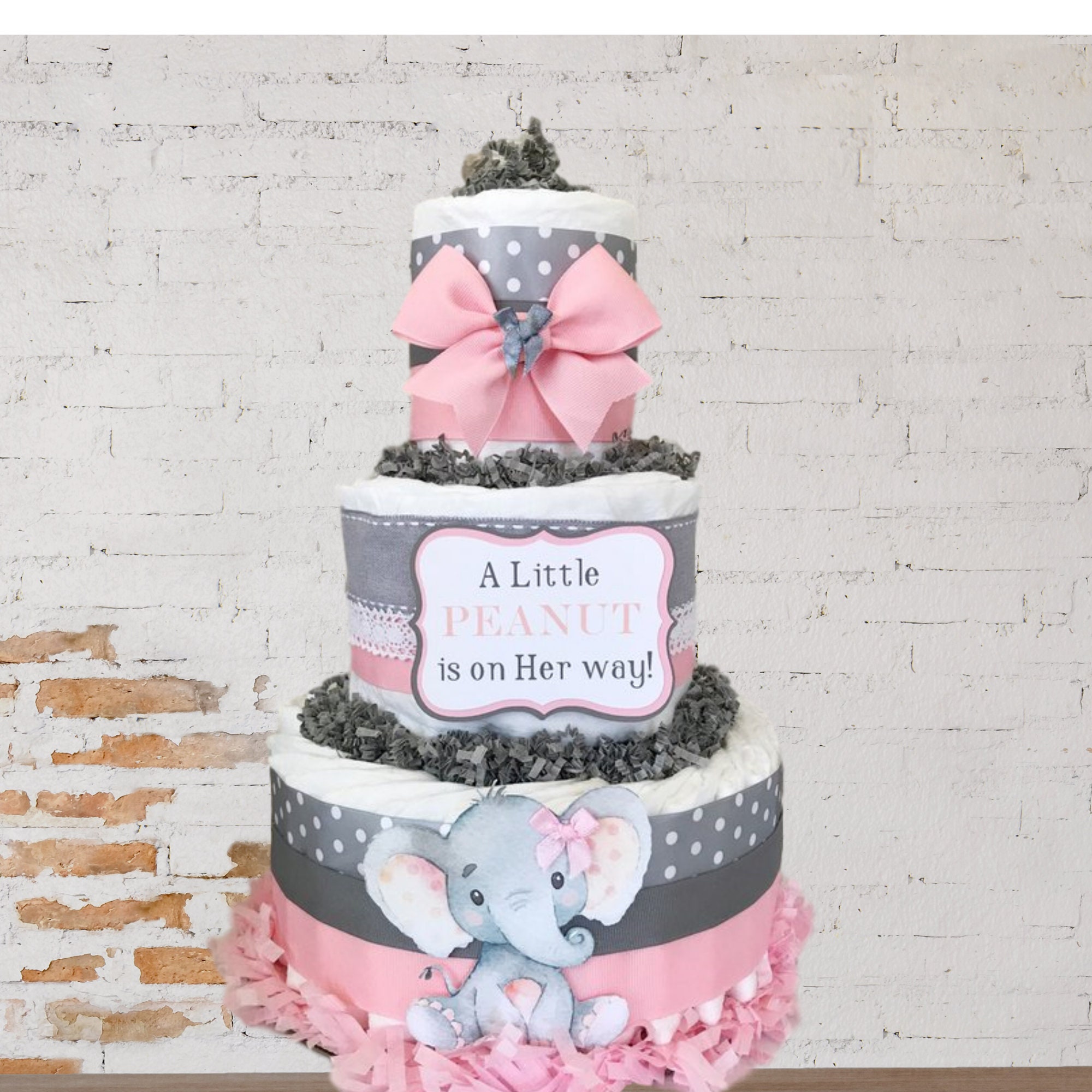 Elephant Diaper Cake, Elephant Baby Shower Centerpiece, Elephant Baby…