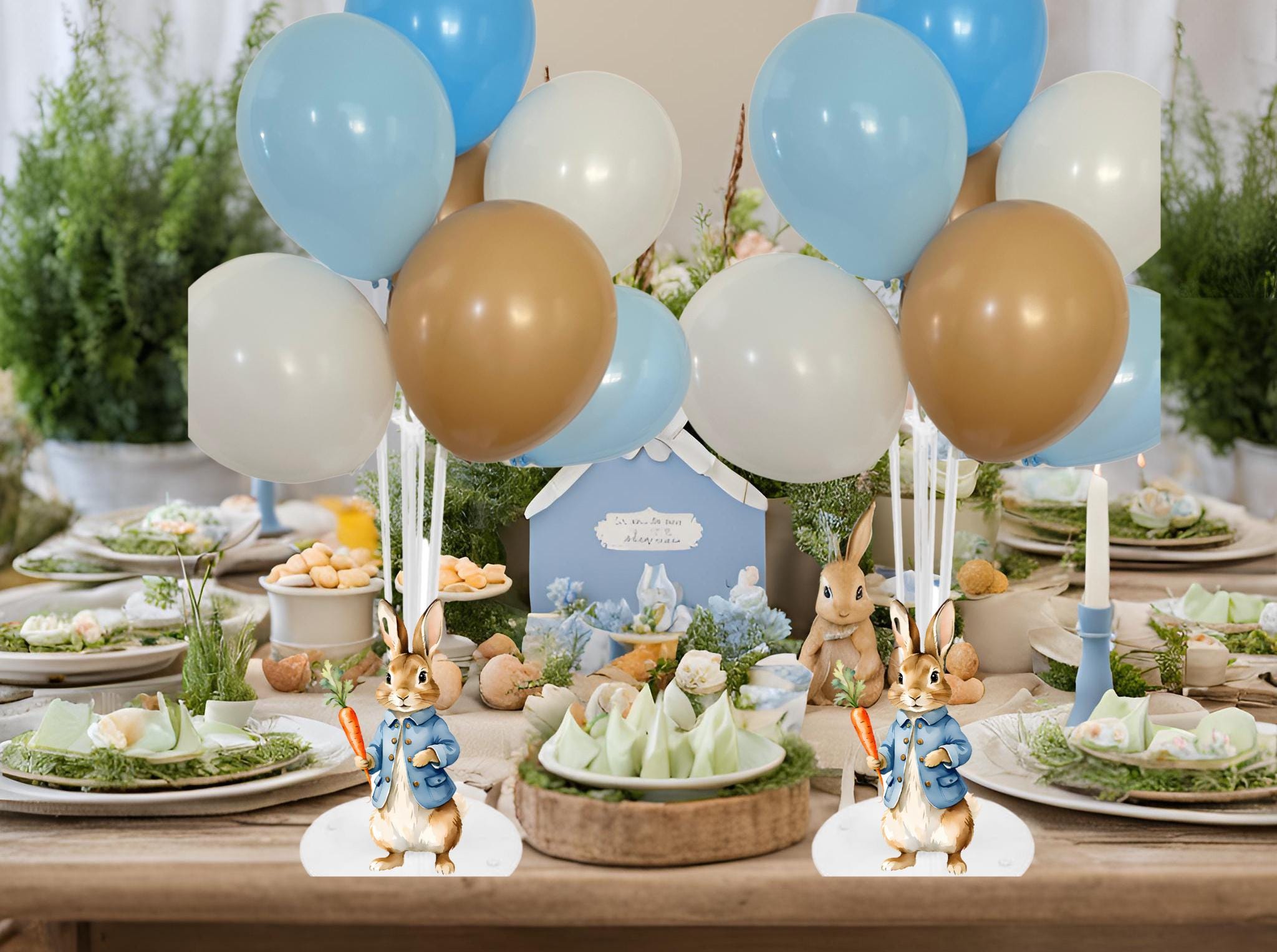 Peter Rabbit With Balloon Image Set of 2 Peter Rabbit Inspired Balloon Centerpieces, Peter Rabbit Baby ...