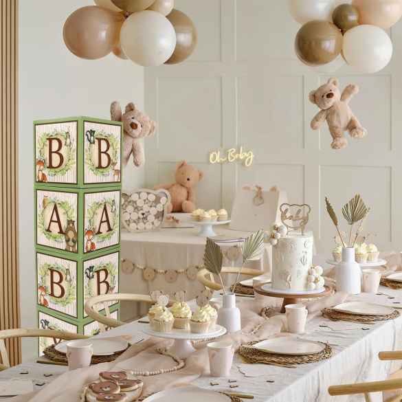Déco Baby Shower Thème Forêt – Lot De Boîtes, Ballons Et Renard HEETON