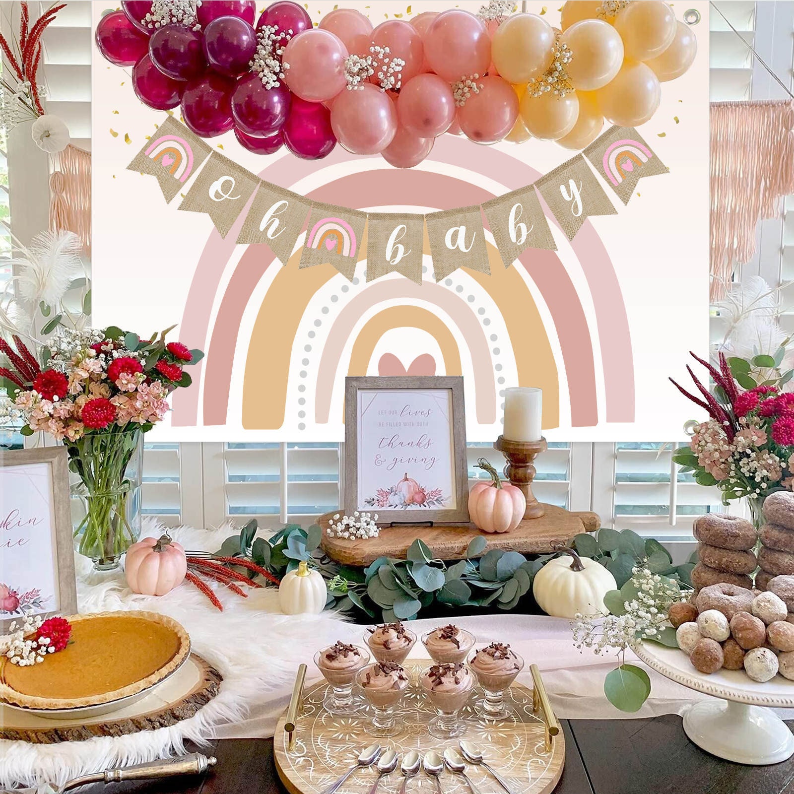 Boho Rainbow Backdrop Boho Baby Shower Backdrop Baby Etsy Canada