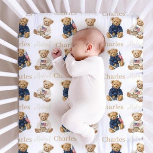 Teddy Bear Pattern Crib Sheet | Baby Fitted Crib Sheet