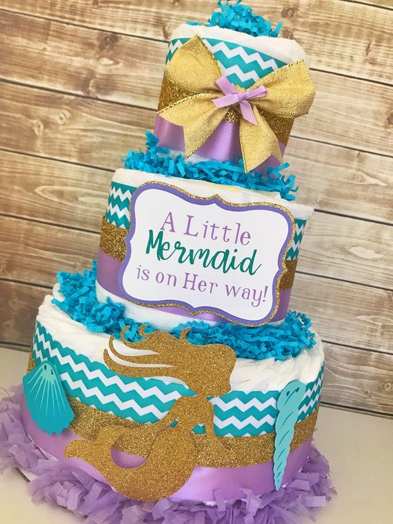 Mermaid Baby Shower Diaper Cake A Little Mermaid Is On Her Etsy Mermaid Baby Shower Diaper Cake A Little Mermaid Is On Her Etsy