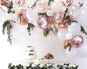 Rose Gold Balloon Garland Kit: Confetti Balloons, Party Decorations