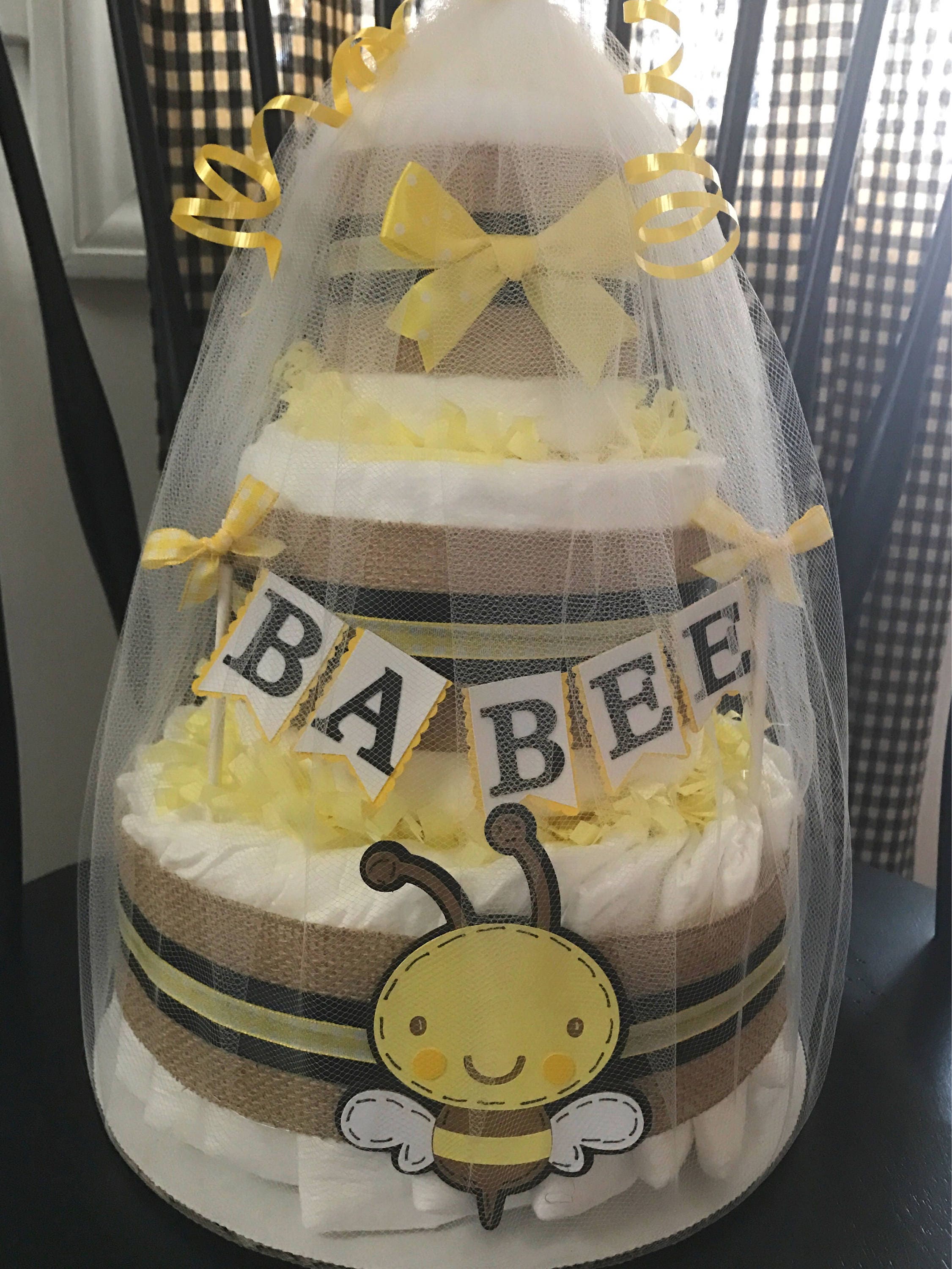 Bumble Bee Diaper Cake Babee Baby Shower Centerpiece Baby Etsy