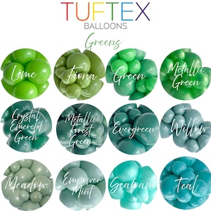 TUFTEX Greens Balloon Cluster Set | 7 x 11&quot; Balloons, 1 x 18&quot; Balloons, 4 x 5&quot; Balloons | Party Balloon Bundle for Garland, Arch, or Decor