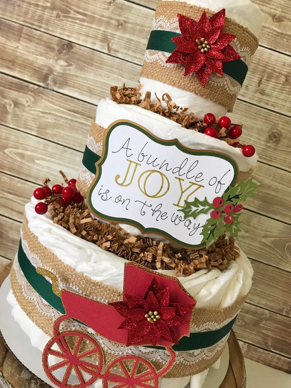 Holiday Baby Shower Diaper Cake Christmas Baby Shower Etsy