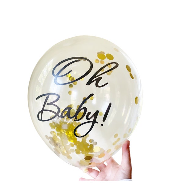 Clear Oh Baby Balloon with Gold Confetti, Oh Baby Balloons, Oh Baby Confetti Balloon, Baby Shower Balloons, Confetti Balloons, Gender Reveal