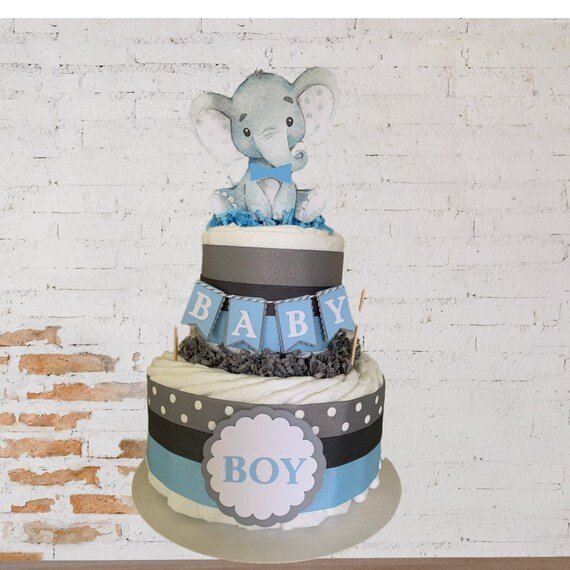 elephant baby shower diaper cake