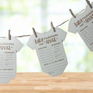 Set of 25 Baby Predictions Baby Shower Cards, Baby Advice Cards for Mom to Be, Baby Shower Advice Bodysuits, Baby Predictions Advice Cards