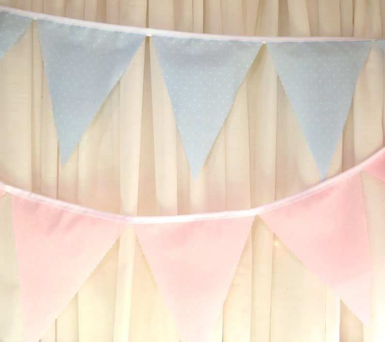Baby Shower Bunting Gender Reveal Bunting Pink Blue Fabric Etsy UK