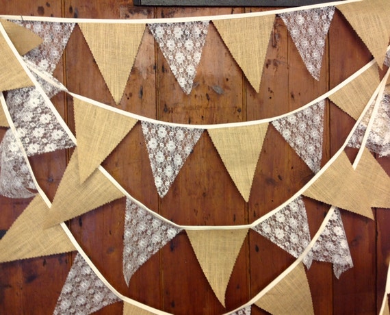 Personalised Wedding Bunting//Hessian//Handmade 50p Per Flag