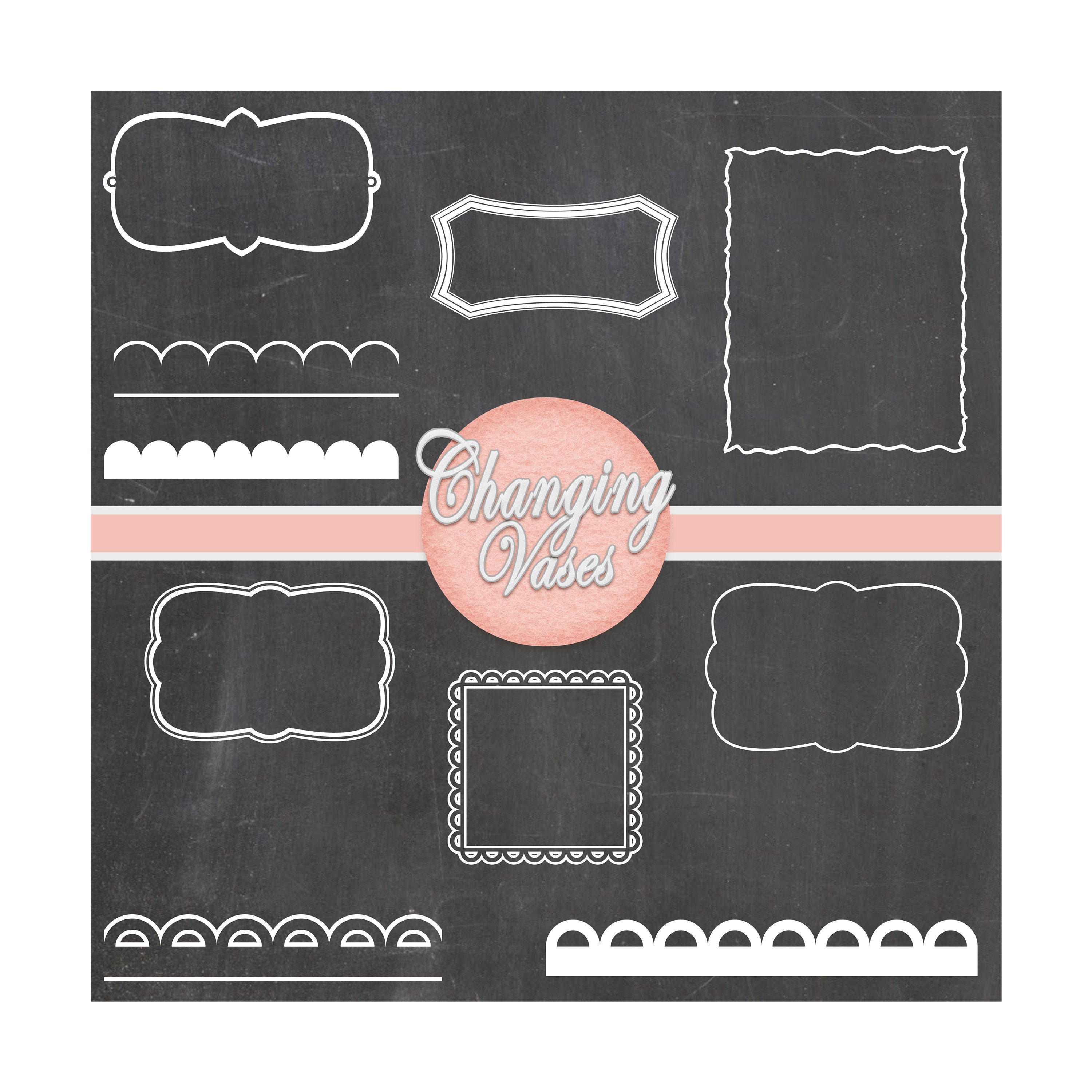 Digital Chalkboard Frames Borders Decorative Ornate Flourishes Etsy