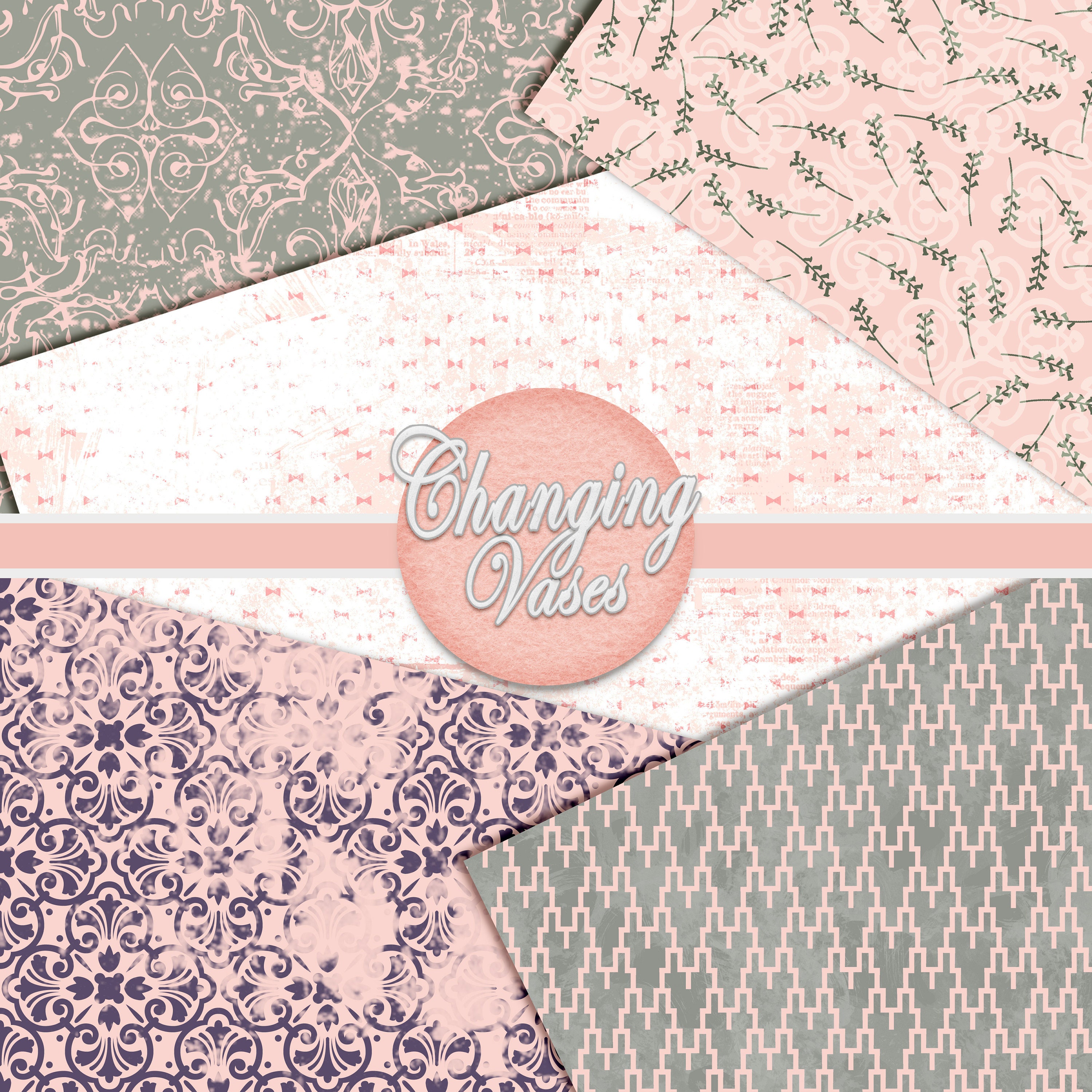 Digital Scrapbook Paper Pack Girly Floral Paper Graphics for Etsy