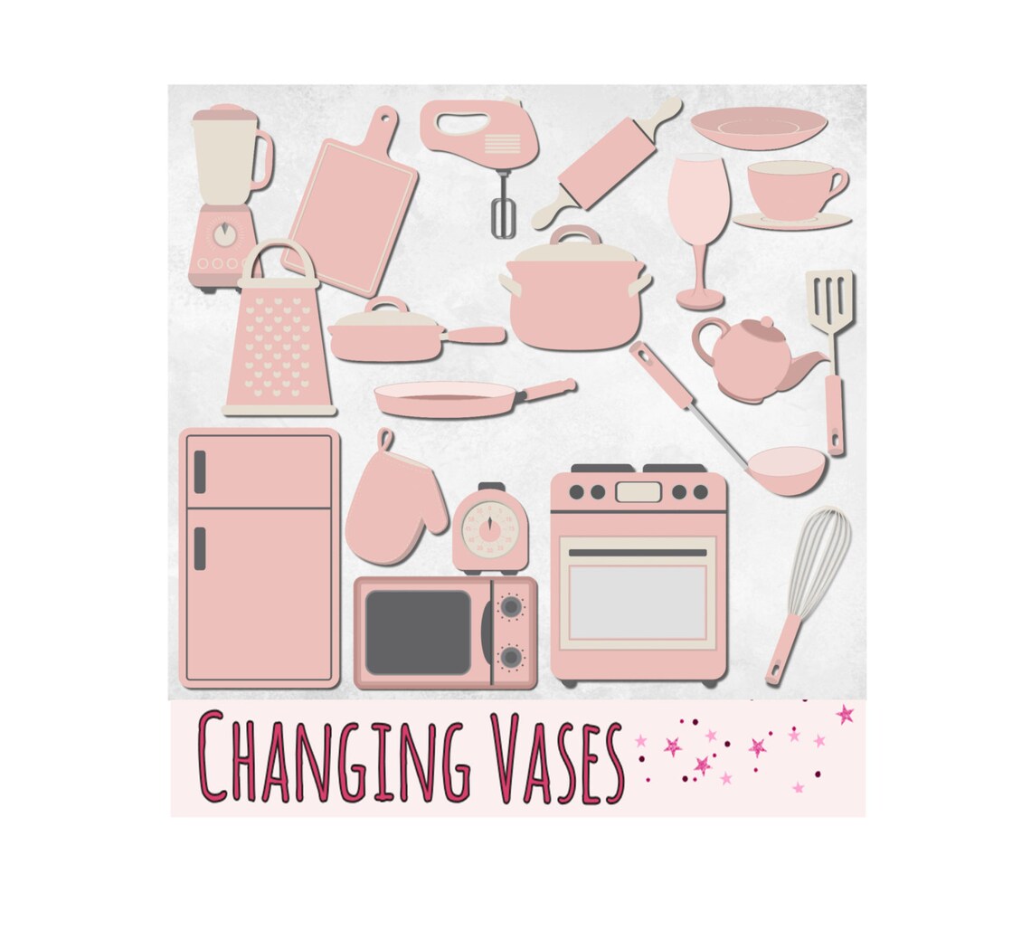 Light Pink Kitchen Clipart Clip Art Graphics Kitchen - Etsy