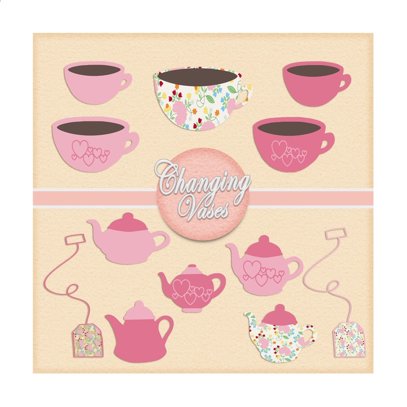 Download Tea Party Clipart Pink Garden Flowers Heart Tea Cup Clip Art Etsy Yellowimages Mockups