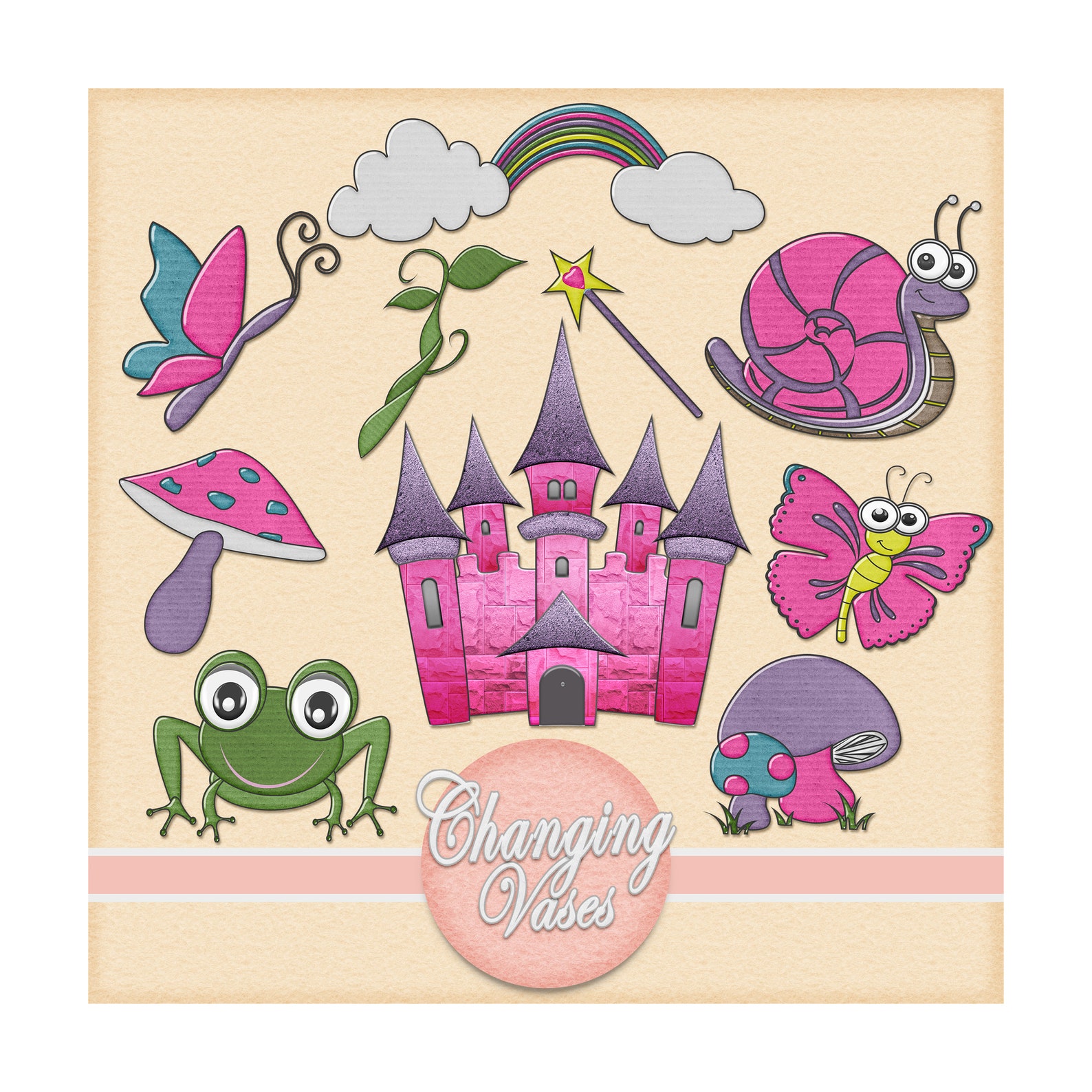 Princess Birthday Party Clip Art Pink & Purple S Clipart - Etsy