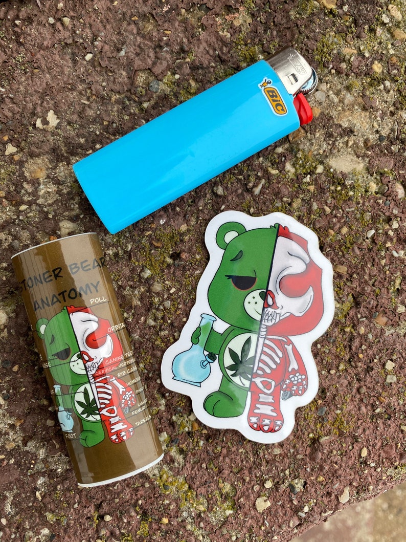 Stoner Bear Half Anatomy 420 Lighter Case Etsy
