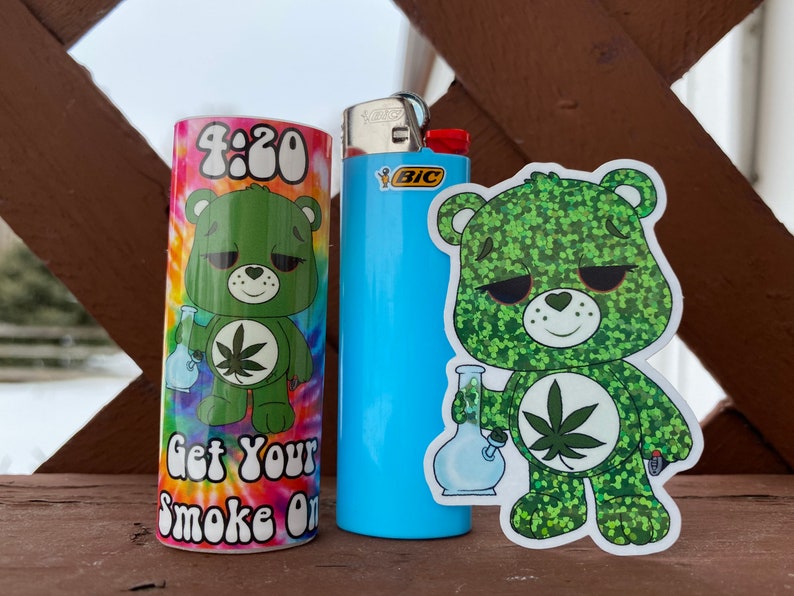 Stoner Bear 420 Get Your Smoke On 420 Tie Dye Lighter Case Etsy