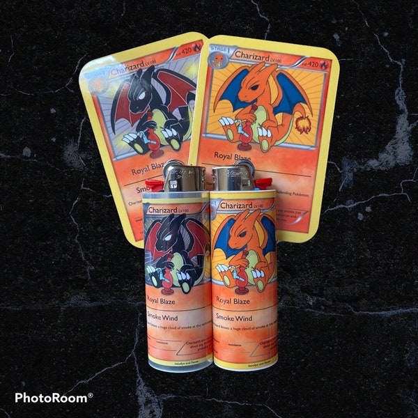 Funda para encendedor Stoner 420 personalizada con calcomanía de tarjeta coleccionable, tipo fuego brillante