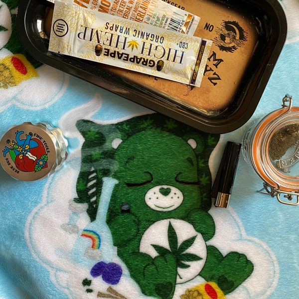 Munchie Nap Time Stoner Bear on a Cloud Throw Blanket