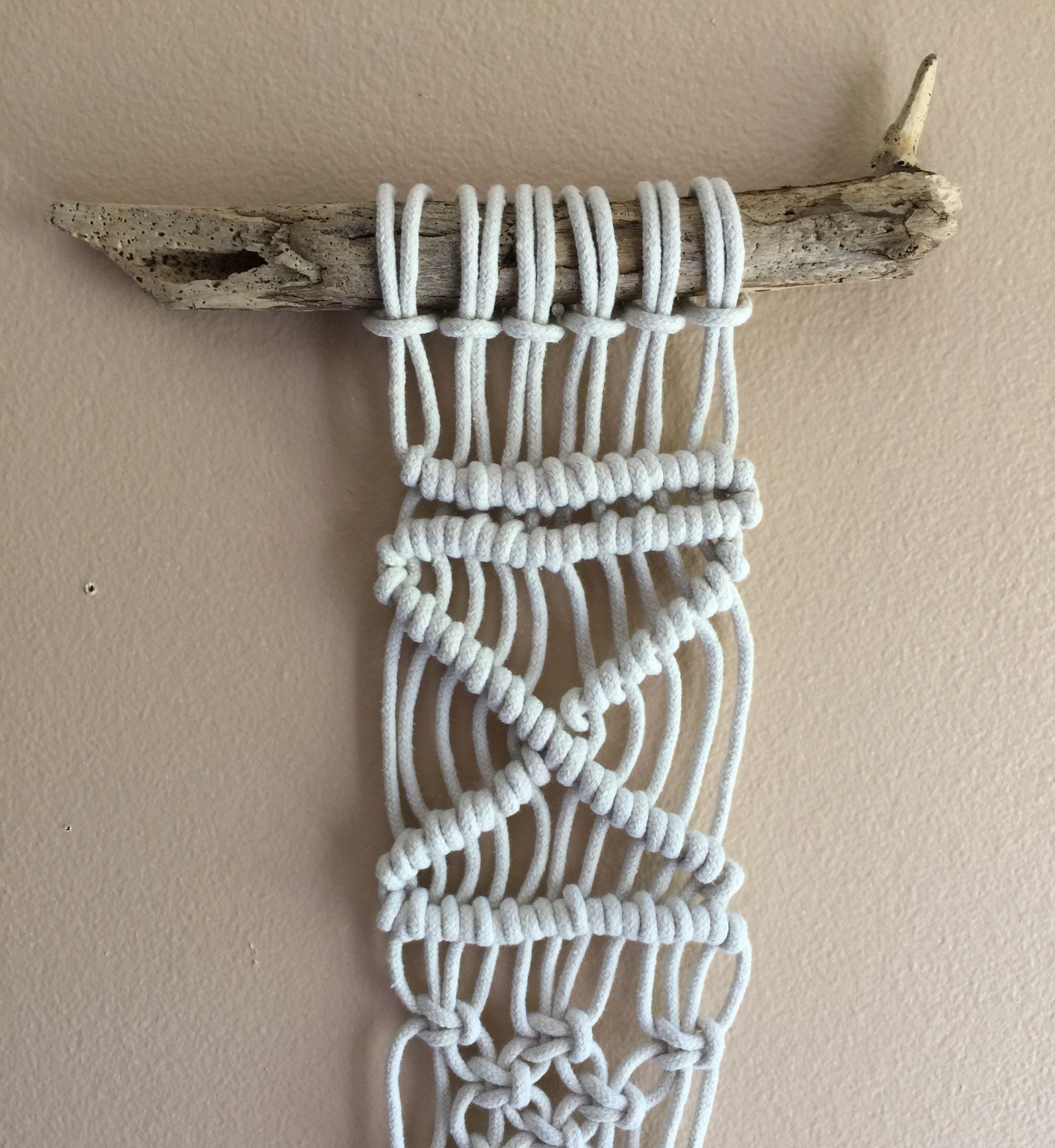 Long Macrame Wall Hanging Skinny Macrame Wall Decor Driftwood Etsy