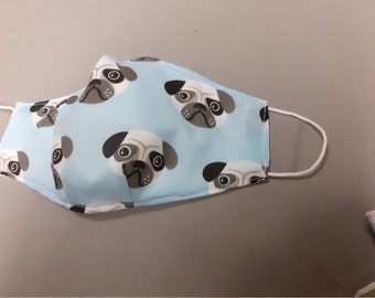 Cute PUGS on BLUE   face covering, goth, gothic, metalhead, witchy, alternative, skateboarder