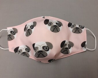 Cute PUGS on PINK   face covering, goth, gothic, metalhead, witchy, alternative, skateboarder