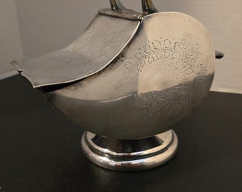Antieke vroege Edwardiaanse jaren 1900 Sugar Scuttle zilverplaat gegraveerd met bloemen Engeland