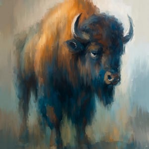 Bison painting Bison’s Gaze, original acrylic  painting, animal art, bison wall art, bison lovers