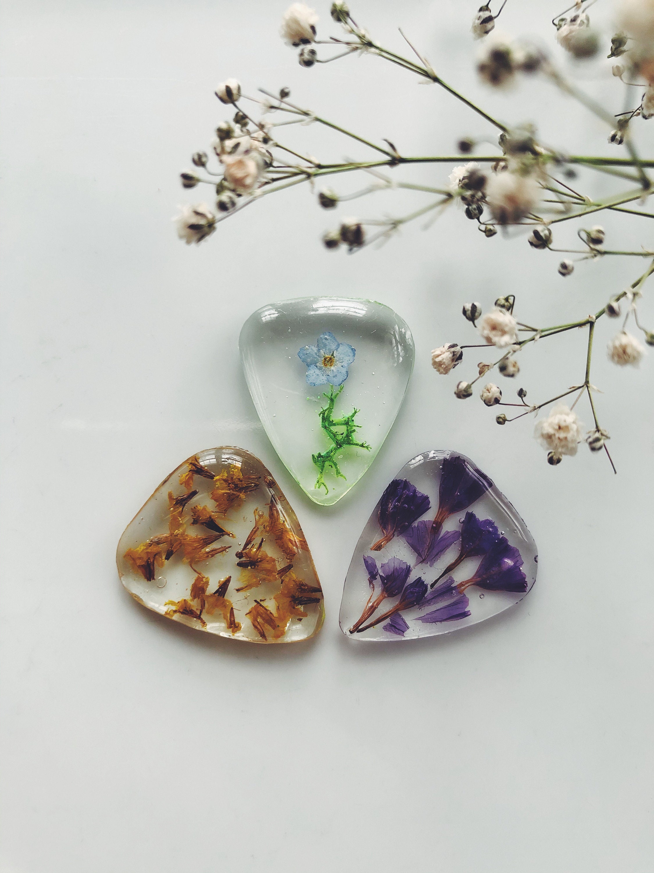 Dried Flower Guitar Pick, Flower Guitar Picks, Pack of Dried Flower Guitar  Picks, Resin Pick, Resin Guitar Pick, Flower Resin Guitar Picks 