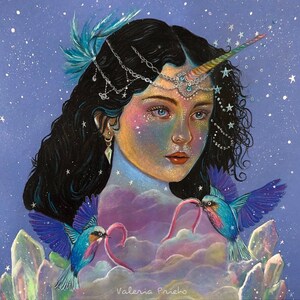 ISADORA fantasy portrait Print, fantasy wall art, fantasy princess, fantasy wall decor, unicorn wall decor, unicorn art, faerie wall art