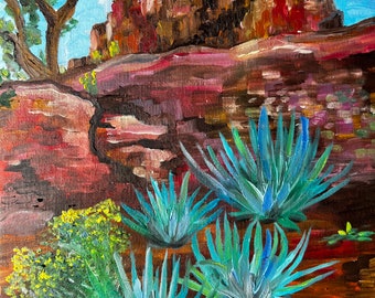 Agaves from Red Rocks oil painting 8x10”