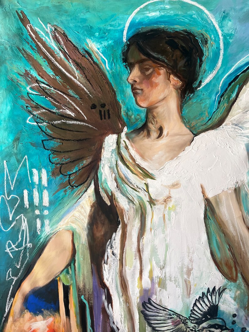 An Angel mix media painting inspired in Abbott Handerson image 9