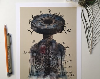 Le roi est mort, vive le roi 12 prints set, Enigma inspired. Anatomy prints, anatomy illustration, steampunk prints, Michael Cretu, Enigma.