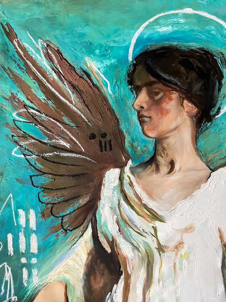 An Angel mix media painting inspired in Abbott Handerson image 6