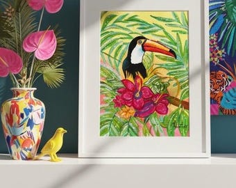 オオハシの水彩画ウォールアート - Etsy 日本