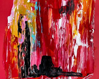 Red Abstract Painting Start Over, Acrylic painting.