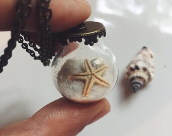 Pendant with sand and shells