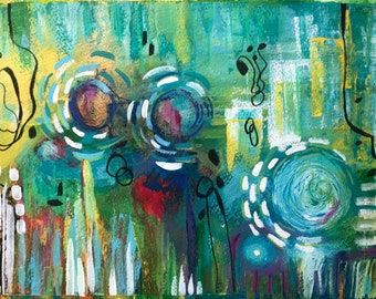 Abstract painting Aqua Symphony original painting. Acrylic painting, Abstract art.