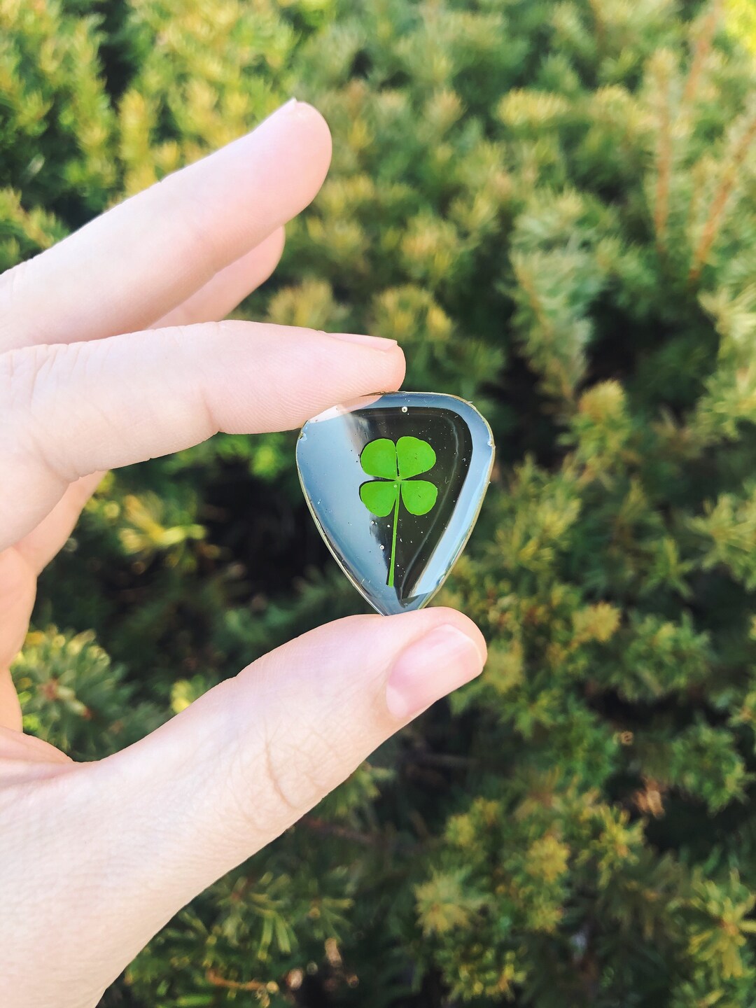 Guitar Pick CHARM Made With Natural 4 Leaf Clover Music Etsy