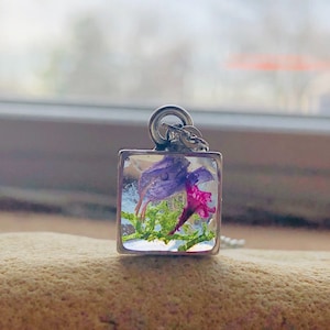 Pendant with tiny flowers, natural flower pendant, flower pendant, real flower pendant, floral necklace. Tiny pendant. Tiny flowers jewelry,