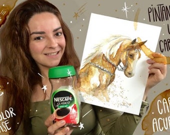 Video tutorial en acuarela y cafe soluble, pinta un caballo
