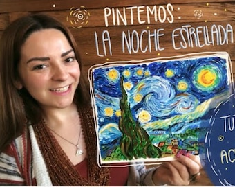 Video tutorial Pinta La Noche Estrellada con acrílicos paso a paso! TUTORIAL FÁCIL!